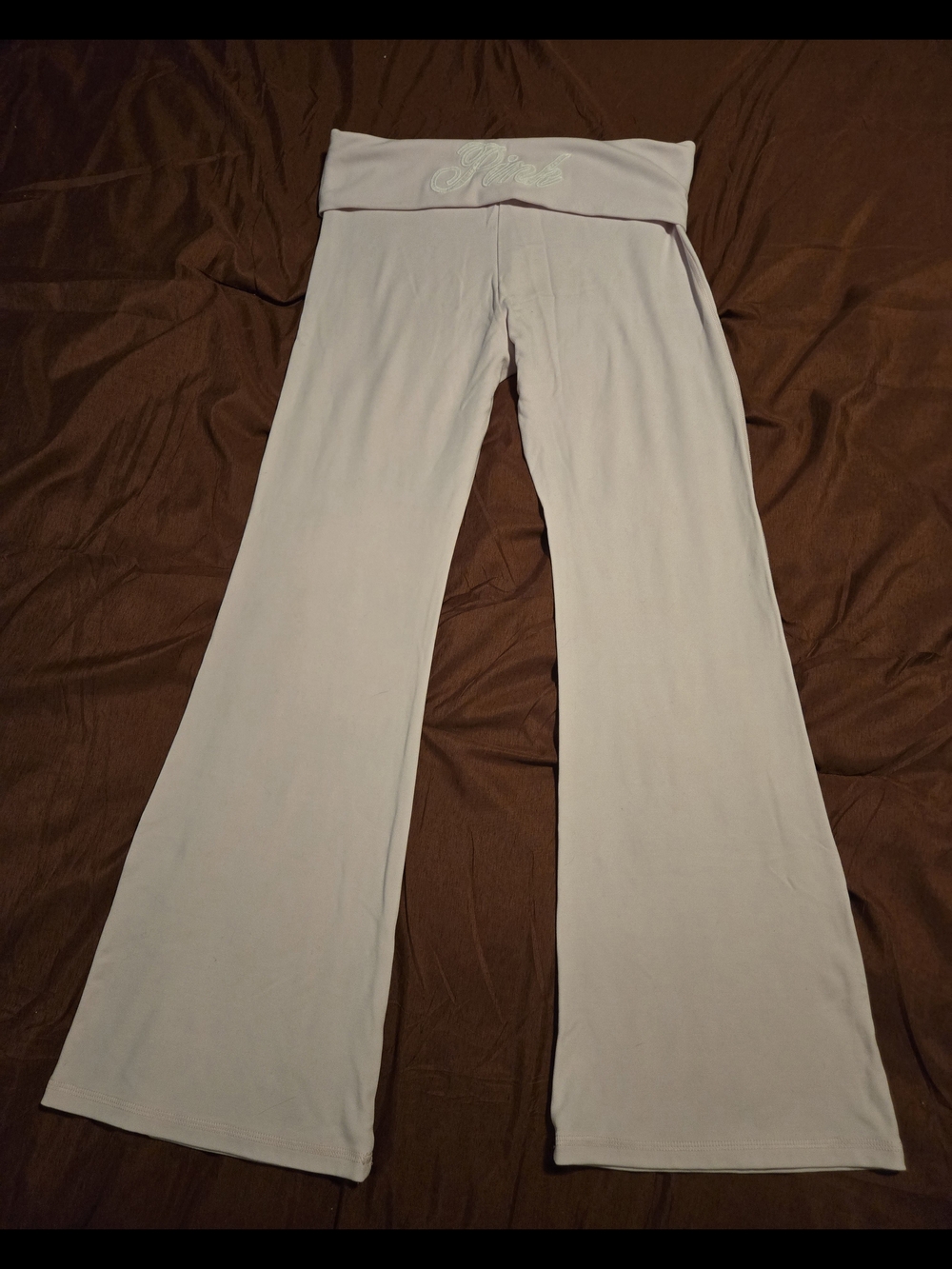PINK Victoria's Secret Gray Logo Tee with Light Pink Flare Leggings - Picture 7 of 8